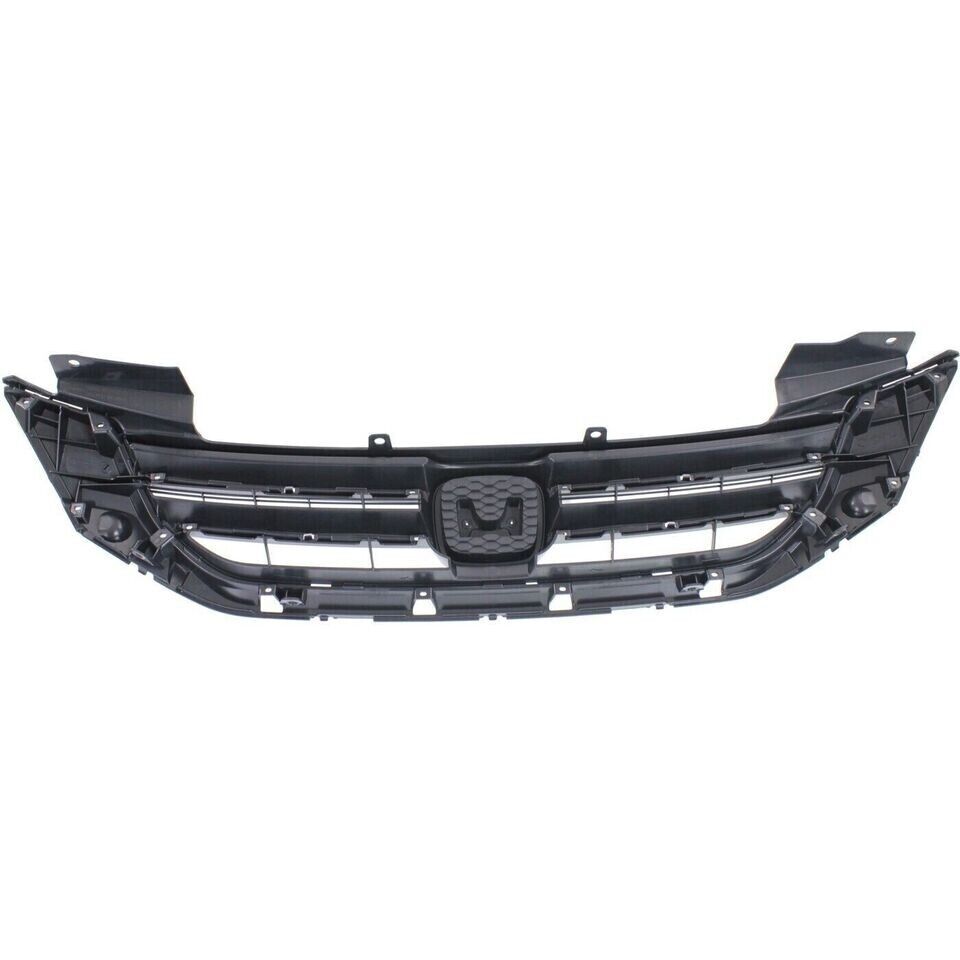 Front Bumper Upper & Lower Grille Textured Gray For 2013-2015 Honda Accord Sedan