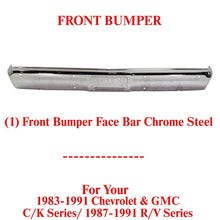 Load image into Gallery viewer, Front Bumper Chrome w/o Impact Strip Holes For 1983-1991 Chevy &amp; GMC C/K Series