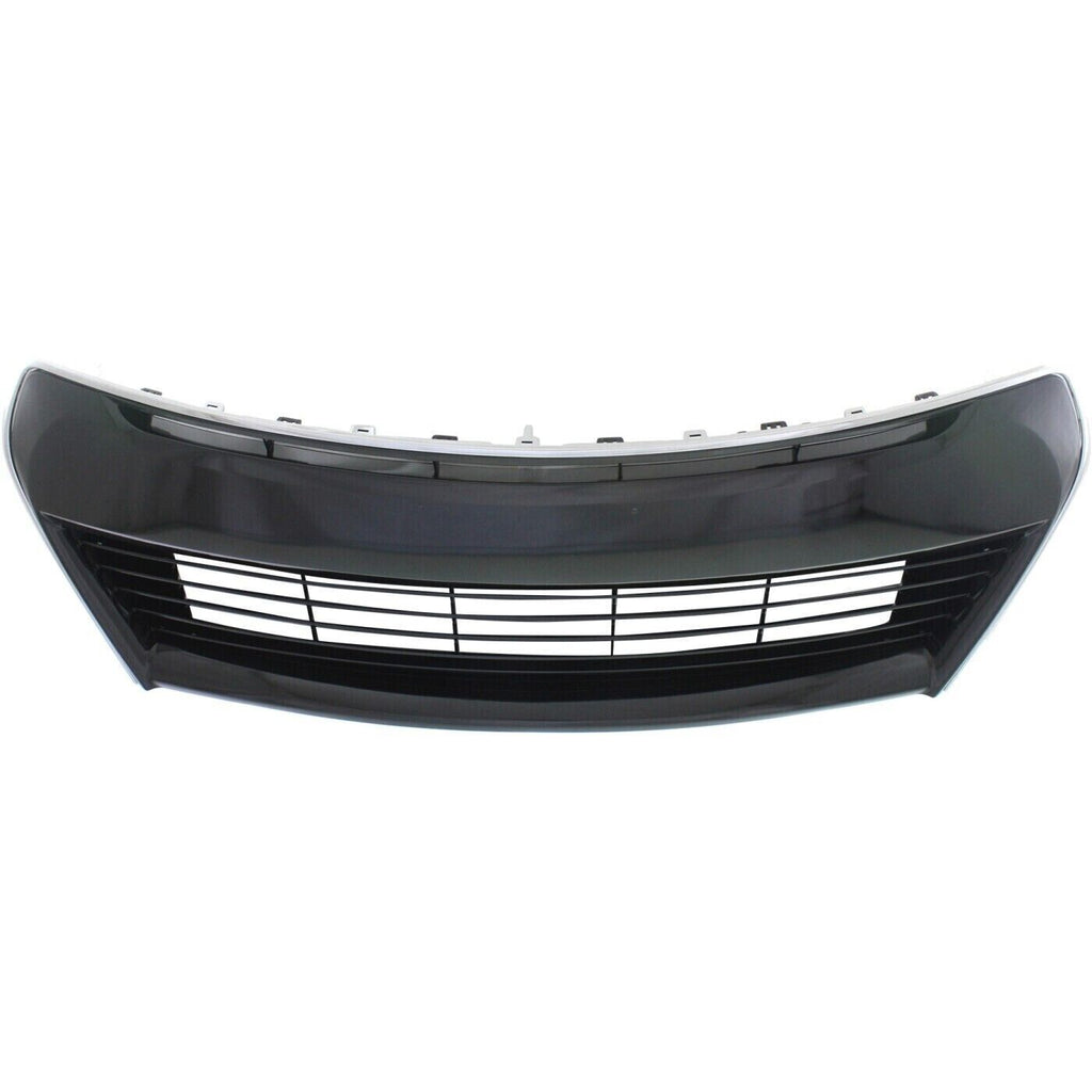 Front Bumper Grille Painted Black with Chrome Trim For 2014-2016 Toyota Corolla