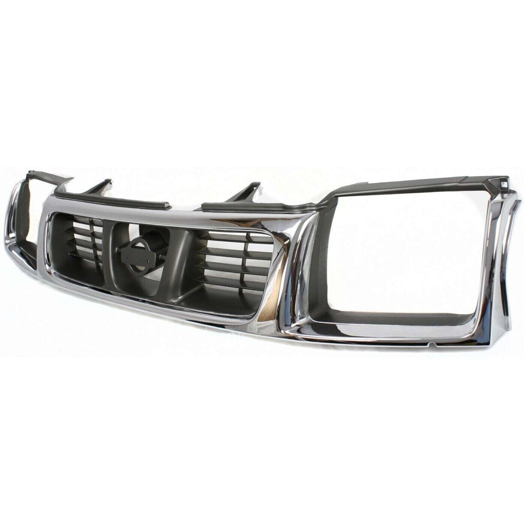 Front Grille Assembly Chrome Shell / Black Insert For 1998-2000 Nissan Frontier