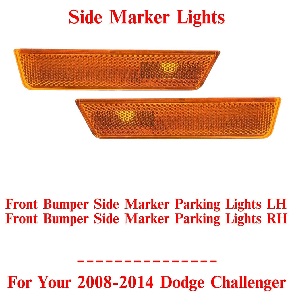 Front Bumper Side Marker Parking Lights LH & RH For 2008-2014 Dodge Challenger