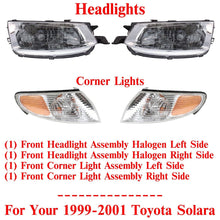 Load image into Gallery viewer, Headlights Assembly Halogen + Corner Lights LH &amp; RH For 1999-2001 Toyota Solara