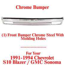 Load image into Gallery viewer, Front Bumper Chrome Steel With Molding Holes For 1991-1994 Chevrolet S10 Blazer