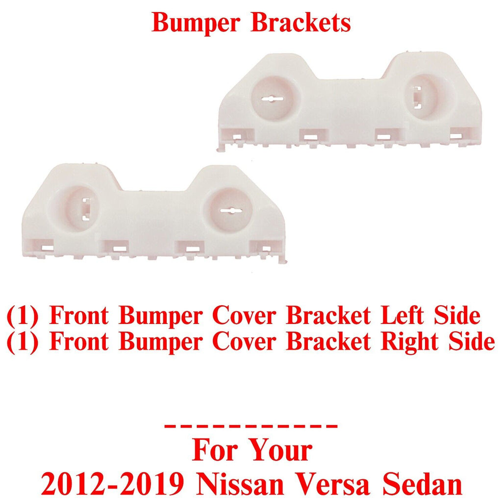 Front Bumper Cover Brackets Left & Right Side For 2012 - 2019 Nissan Versa Sedan