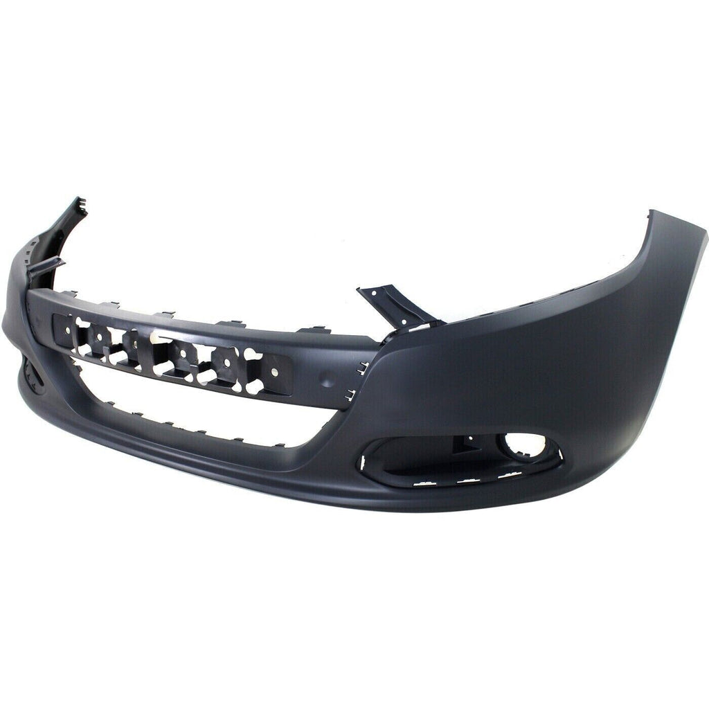 Front Bumper Cover With Tow Hook Holes + Grille Textured + Upper Cover + Molding Primed For 2013-2016 Dodge Dart