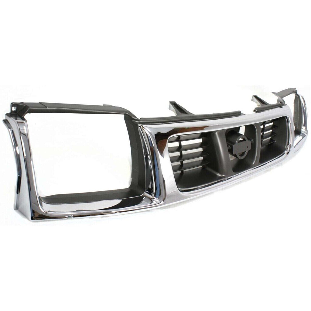 Front Grille Assembly Chrome Shell / Black Insert For 1998-2000 Nissan Frontier