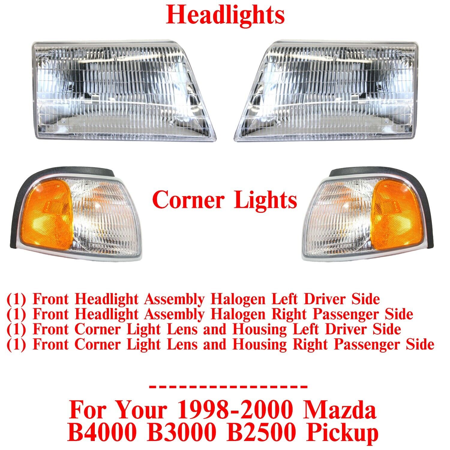 Headlights Assembly + Corner Lights For 1998-2000 Mazda B4000