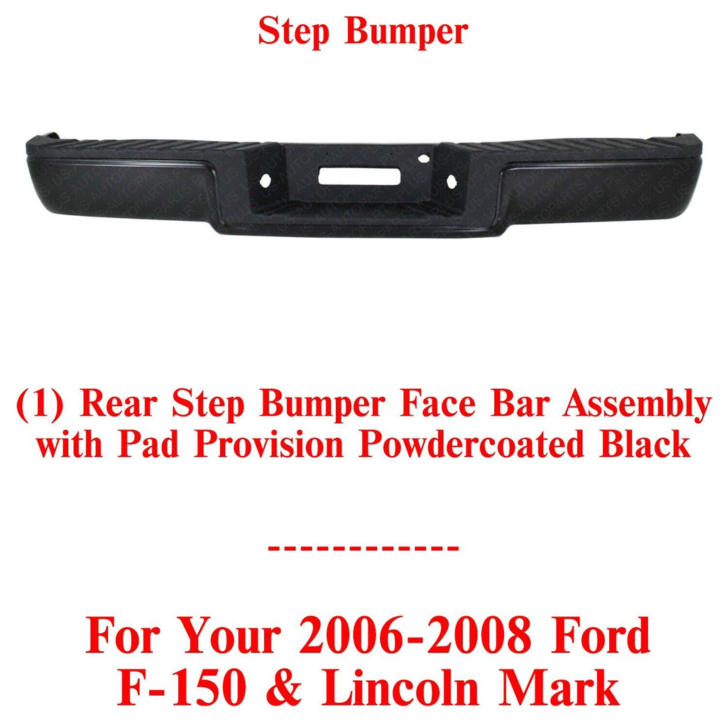 Rear Step Bumper Assembly Powdercoated Black For 2006-08 Ford F150 /Lincoln Mark