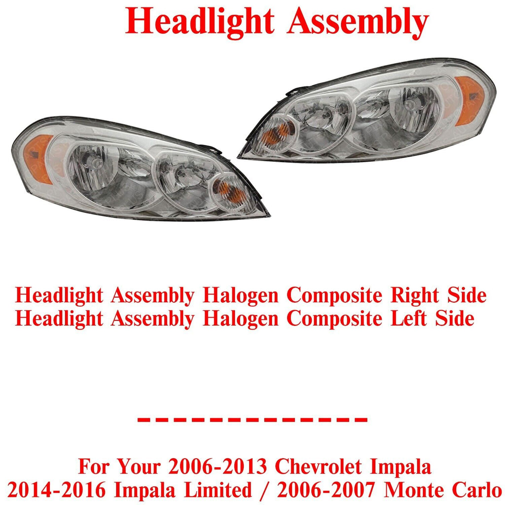 Headlights Assembly Halogen LH&RH For 2006-2013 Impala / 2014-16 Impala Limited