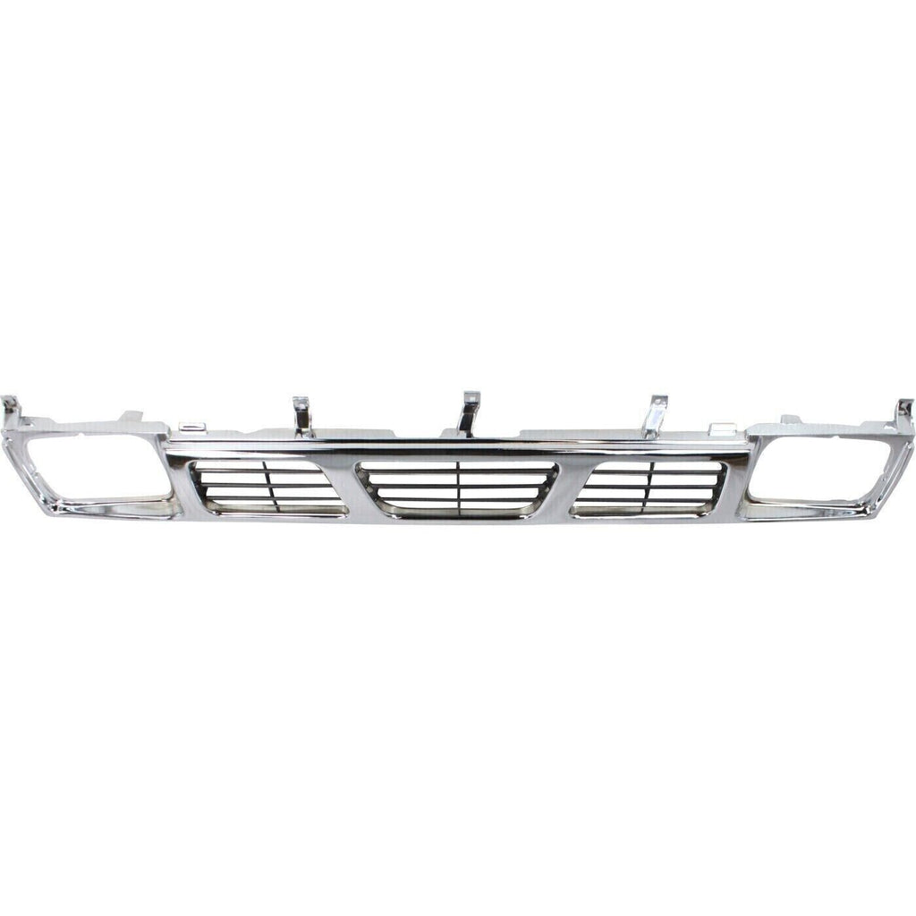 Grille Assembly Chrome + Corner Lights For 1993-1994 Nissan D21 / 1995-97 Pickup