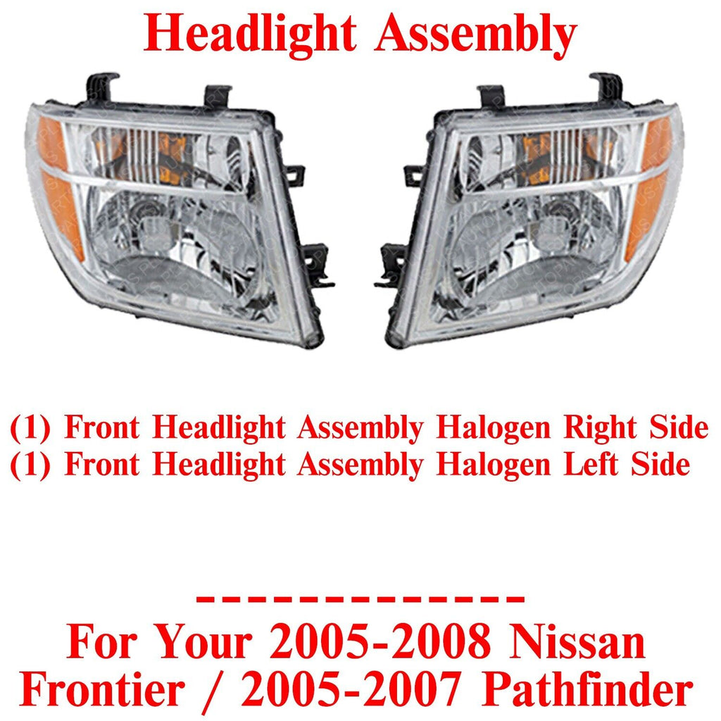 Headlights Assembly Halogen LH&RH For 2005-08 Nissan Frontier / 05-07 Pathfinder