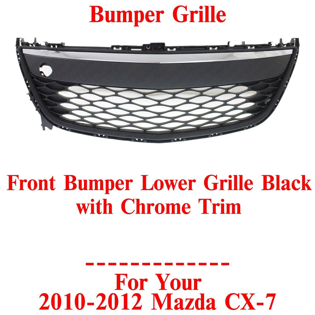 Front Bumper Lower Grille Black with Chrome Trim For 2010-2012 Mazda CX-7