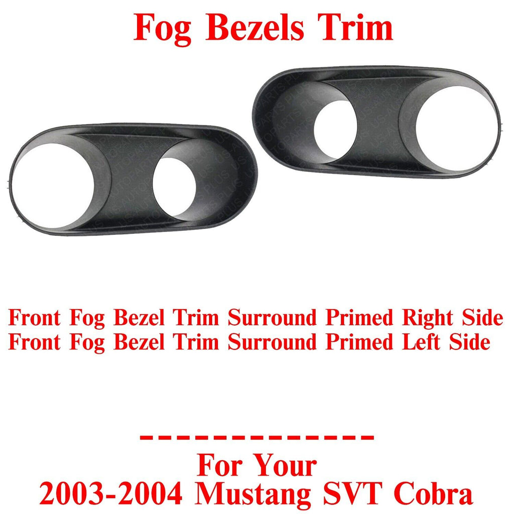 Front Fog Bezels Trim Primed Left & Right Side For 2003-2004 Mustang SVT Cobra