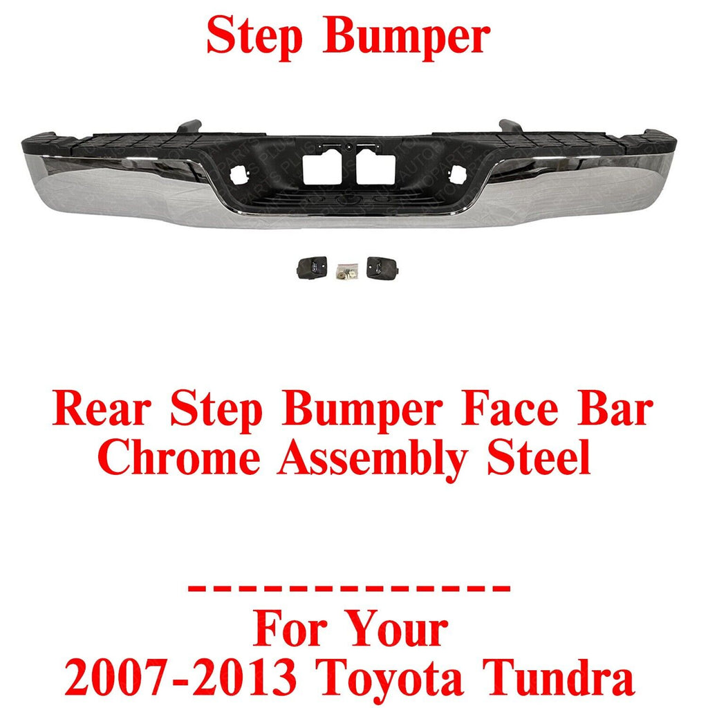 Rear Step Bumper Face Bar Chrome Assembly Steel For 2007-2013 Toyota Tundra