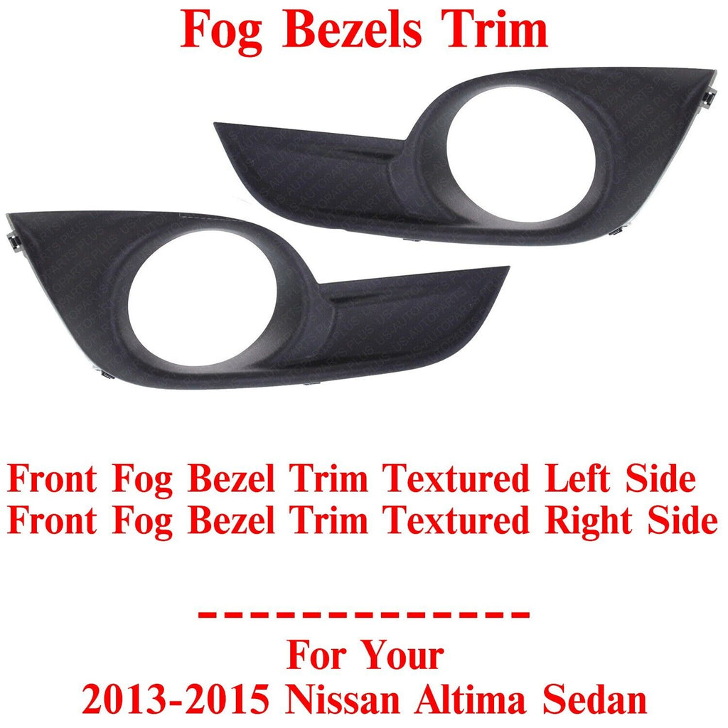 Front Fog Bezels Trim Textured Left&Right Side For 2013-2015 Nissan Altima Sedan