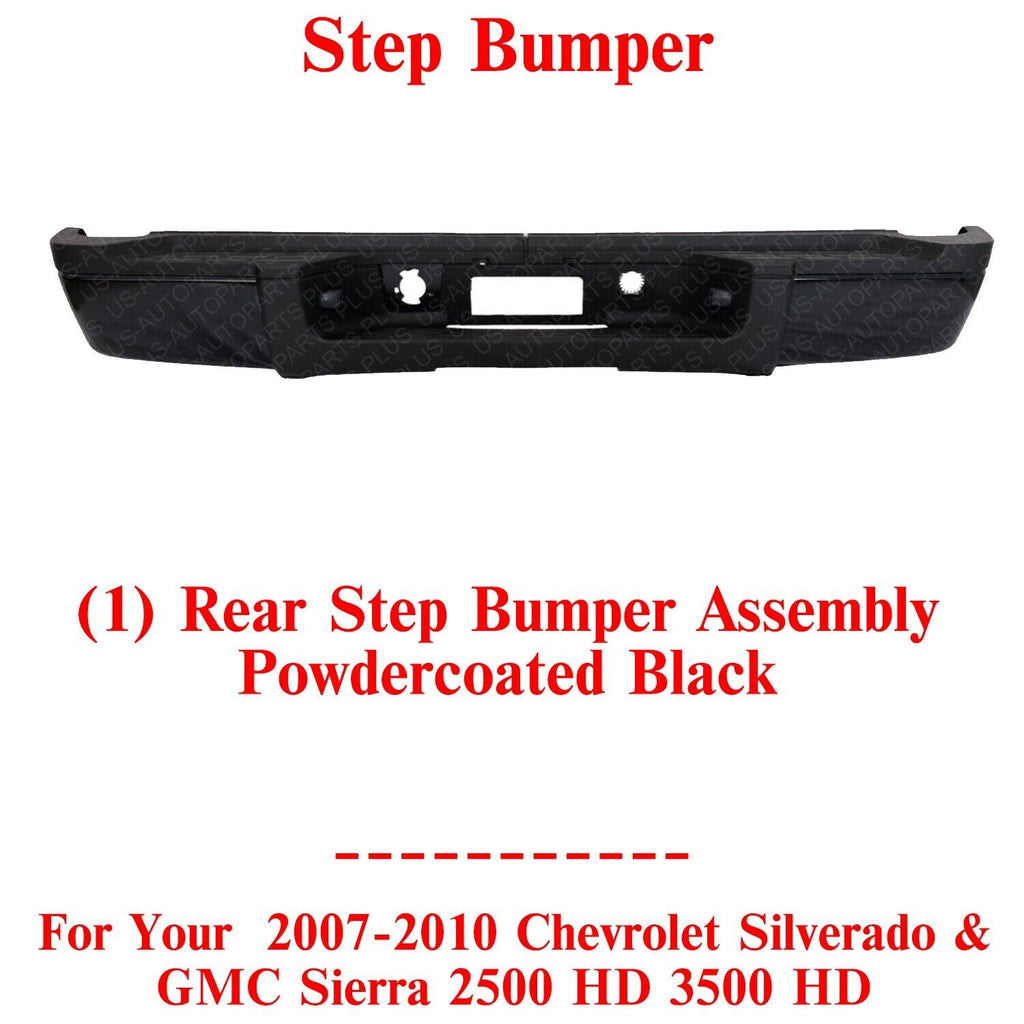 Rear Step Bumper Assembly Black For 2007-2010 Silverado & Sierra 2500HD 3500HD