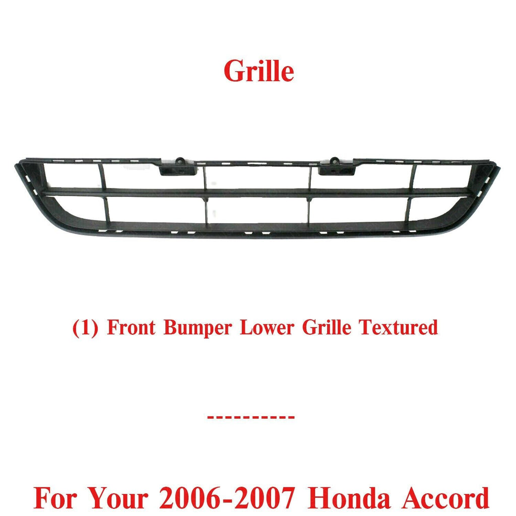 Front Bumper Lower Center Grille Textured For 2006-2007 Honda Accord Sedan