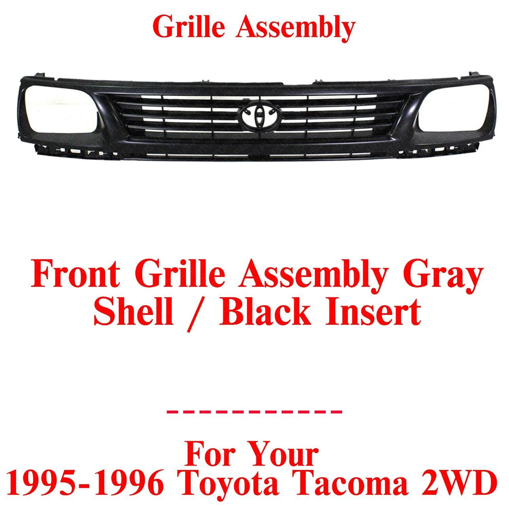 Front Grille Assembly Gray Shell / Black Insert For 1995-1996 Toyota Tacoma 2WD