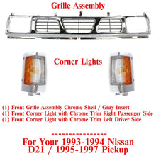 Load image into Gallery viewer, Grille Assembly Chrome + Corner Lights For 1993-1994 Nissan D21 / 1995-97 Pickup