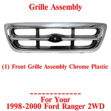 Load image into Gallery viewer, Grille Assembly Chrome Shell / Painted Gray Insert For 98-00 Ford Ranger 2WD XLT