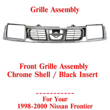 Load image into Gallery viewer, Front Grille Assembly Chrome Shell / Black Insert For 1998-2000 Nissan Frontier