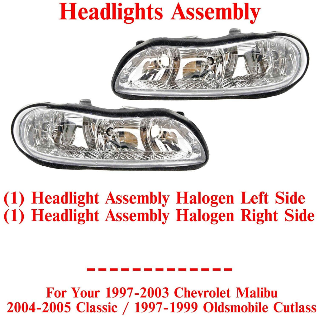 Headlights Assembly Halogen LH&RH For 1997-2003 Chevrolet Malibu / 04-05 Classi