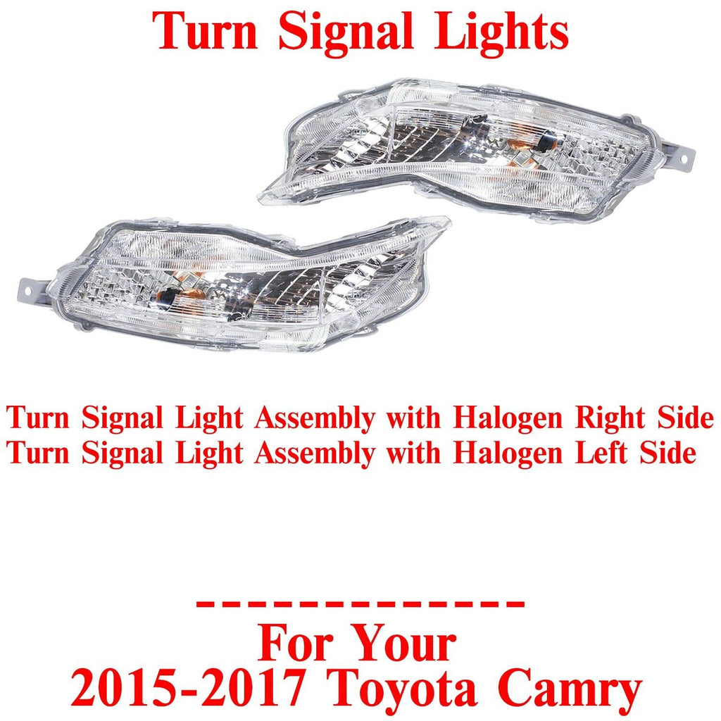 Front Turn Signal Lights Assembly with Halogen LH&RH For 2015-2017 Toyota Camry