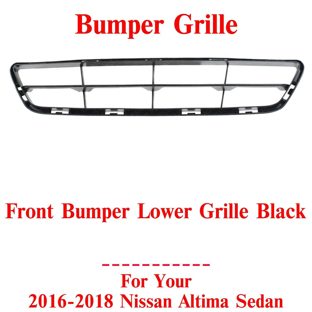 Front Bumper Lower Grille Black Plastic For 2016-18 Nissan Altima Sedan