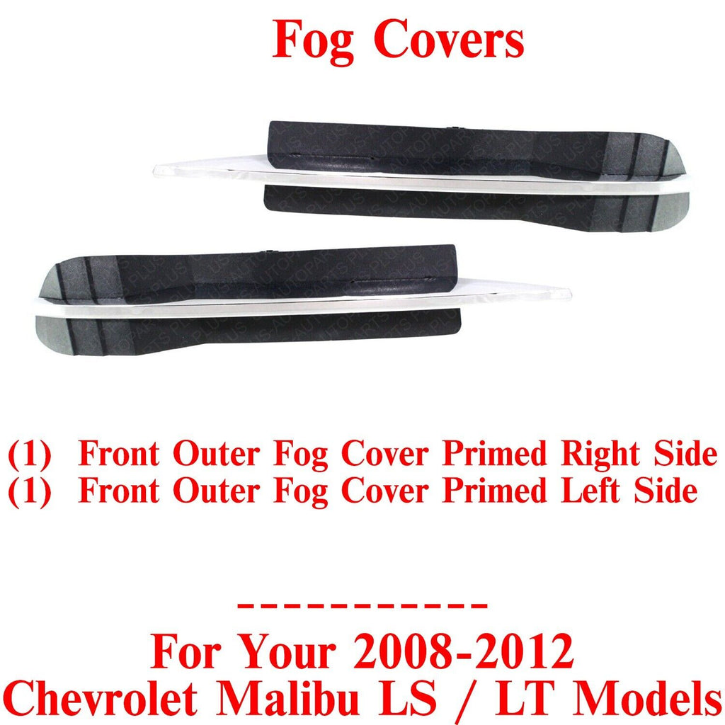 Front Outer Fog Covers Primed Left&Right Side For 2008-2012 Chevy Malibu LS / LT