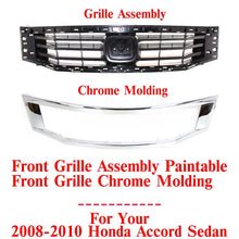 Load image into Gallery viewer, Front Grille Assembly Paintable +Chrome Molding For 2008-2010 Honda Accord Sedan