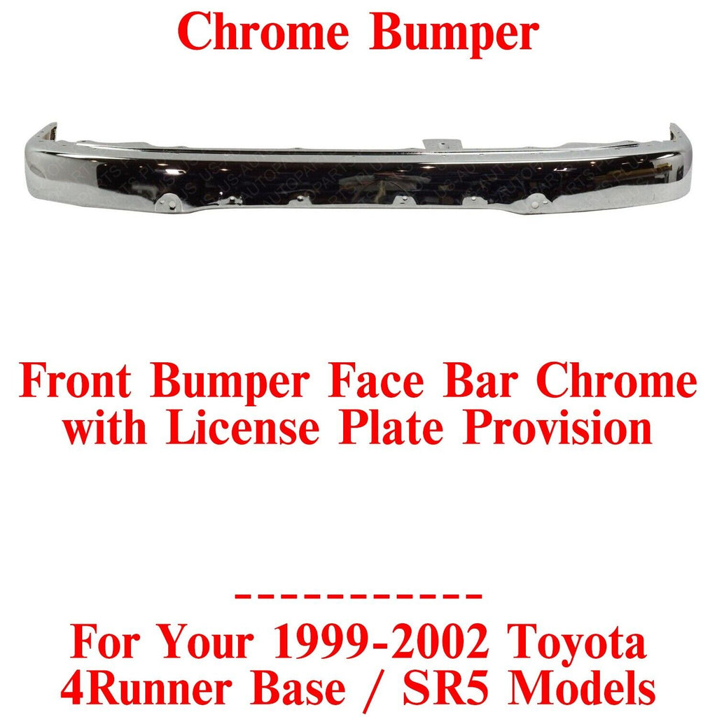 Front Bumper Face Bar Chrome For 1999-2002 Toyota 4Runner Base / SR5 Models