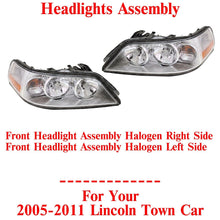 Load image into Gallery viewer, Front Headlights Assembly Halogen Left&amp;Right Side For 2005-2011 Lincoln Town Car