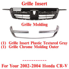 Load image into Gallery viewer, Grille Insert Textured Gray + Chrome Molding Outer For 2002-2004 Honda CR-V