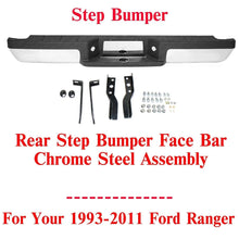 Load image into Gallery viewer, Rear Step Bumper Chrome Steel Assembly For 1993-2011 Ford Ranger Fleetside