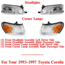 Load image into Gallery viewer, Headlights + Corner Lamps Assembly Left &amp; Right Side For 1993-97 Toyota Corolla