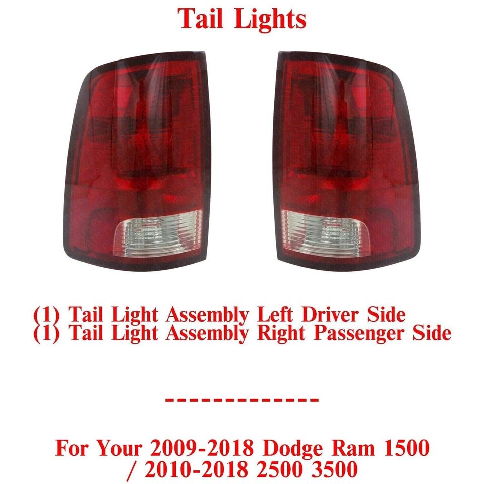 Tail Lights Assembly LH & RH For 2009-2018 Dodge Ram 1500 / 2010-2018 2500 3500