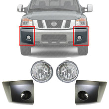 Load image into Gallery viewer, Front Bumper End Caps Primed + Fog Lights For 04-07 Nissan Titan Armada