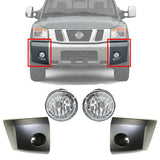 Front Bumper End Caps Primed + Fog Lights For 04-07 Nissan Titan Armada