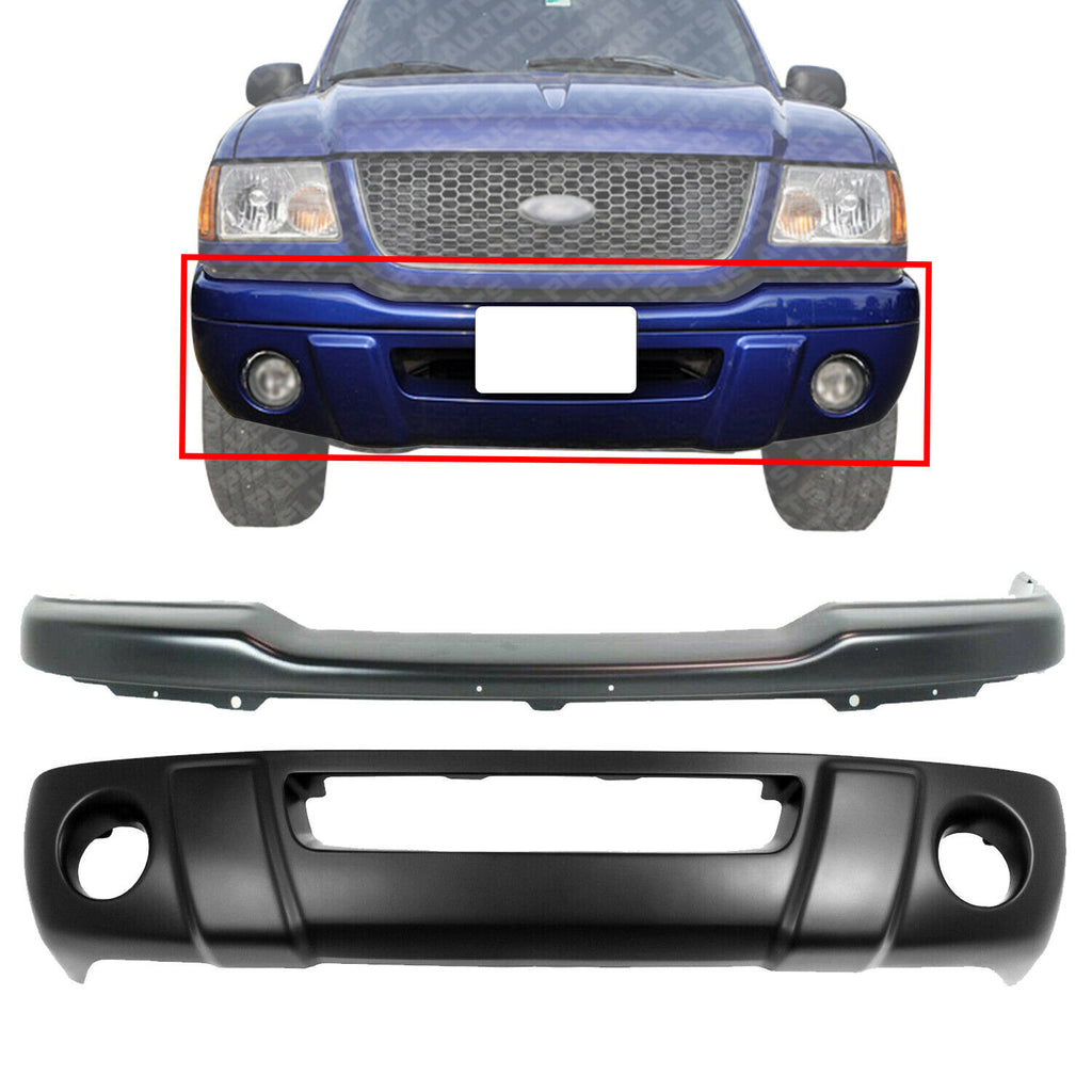 Front Bumper Primed Steel & Lower Valance For 2001-2003 Ford Ranger Edge Model