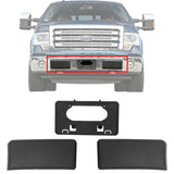 Front Bumper Guards Pads & License Plate Frame Bracket For 2009-2014 Ford F-150