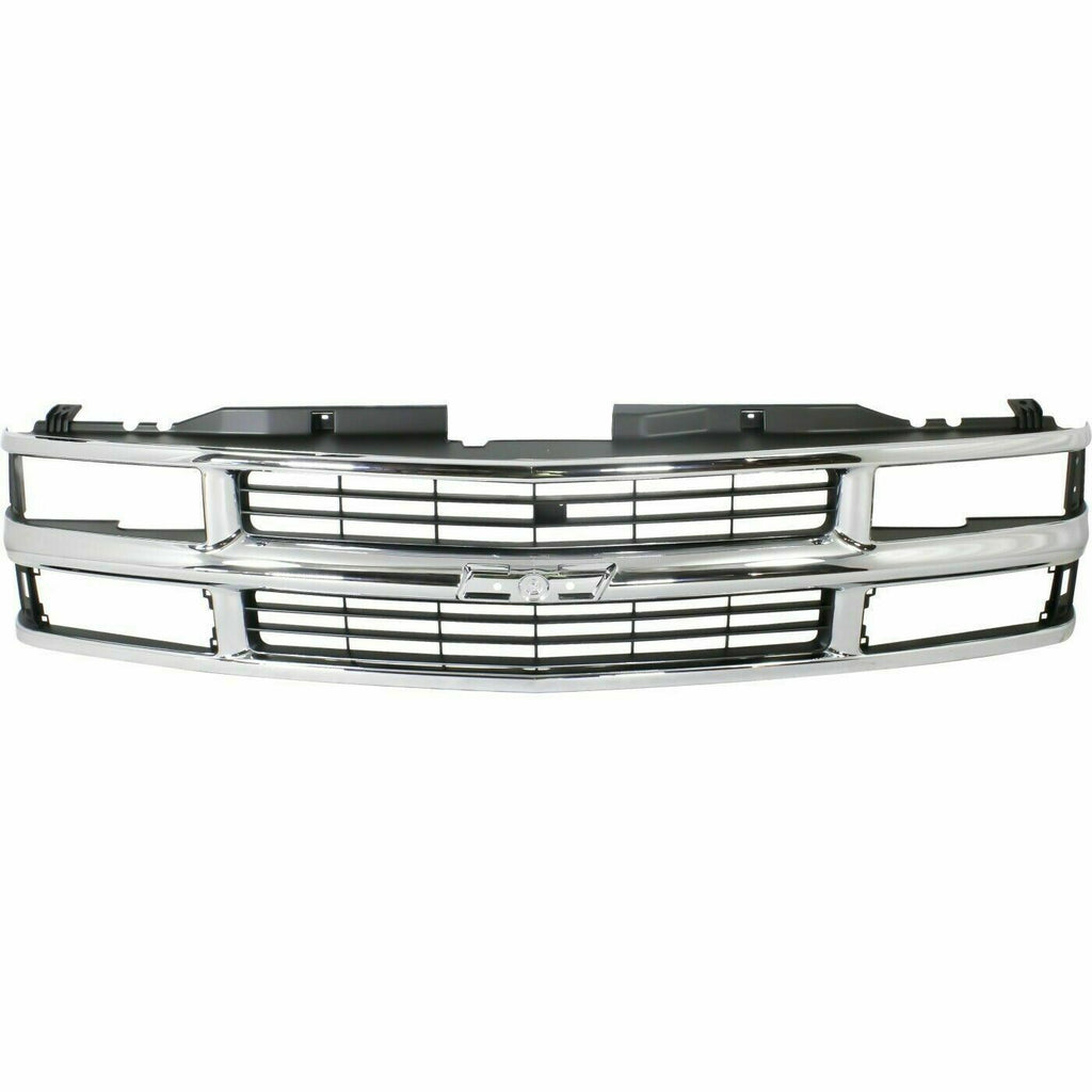 Front Grille Chrome Shell With Primed Insert For 1994-2000 Chevrolet C/K Series