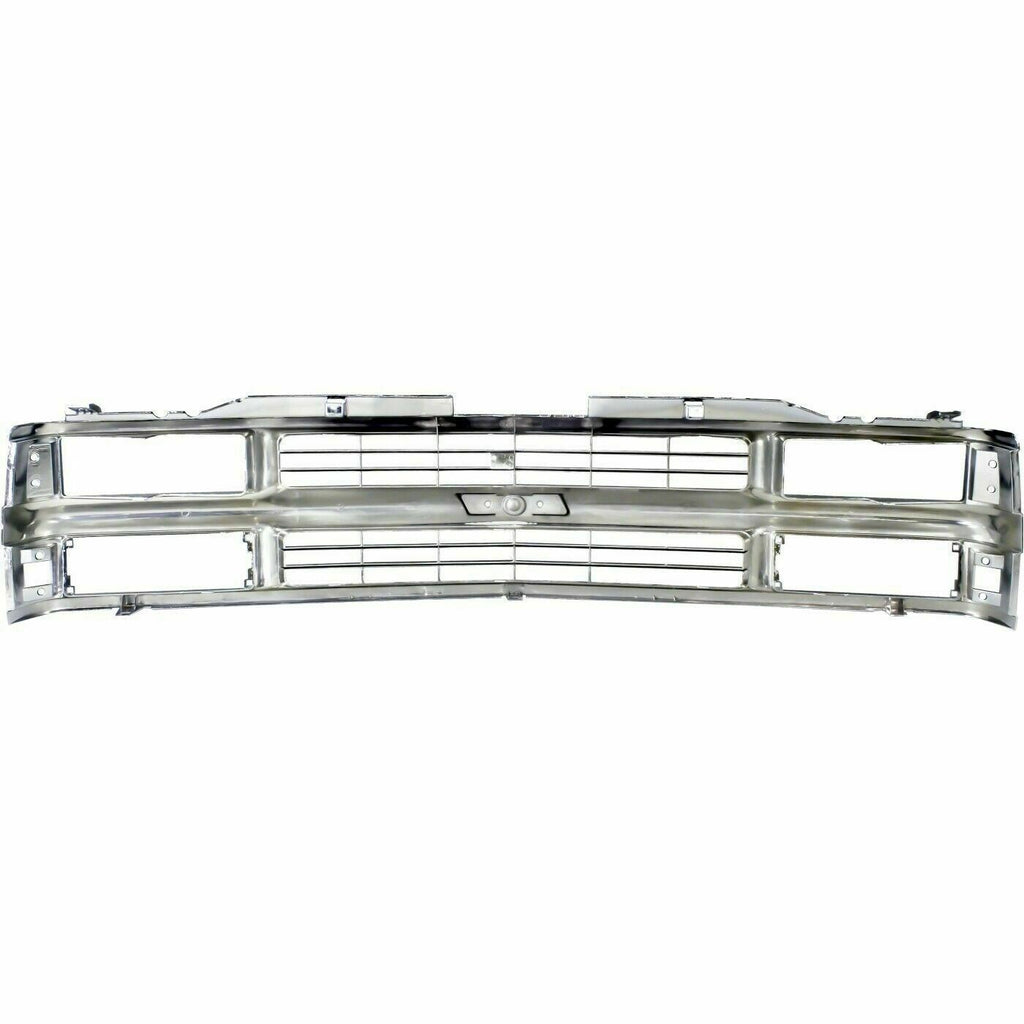 Front Grille Chrome Shell With Primed Insert For 1994-2000 Chevrolet C/K Series