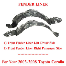 Load image into Gallery viewer, Set of 2 Front Splash Shield Fender Liner Left &amp; Right For 03-08 Toyota Corolla