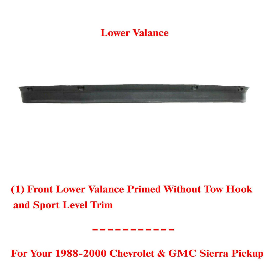 Front Primed Lower Valance Air Deflector For 1988 - 2000 Chevy GMC Sierra Pickup