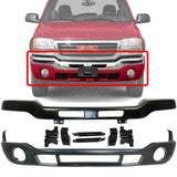 Front Bumper Primed Steel with Brackets + Cover For 03-06 GMC Sierra 1500-3500