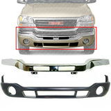 Front Chrome Steel Bumper + Lower Valance For 03-06 GMC Sierra 1500 2500HD 3500