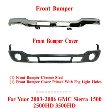 Load image into Gallery viewer, Front Chrome Steel Bumper + Lower Valance For 03-06 GMC Sierra 1500 2500HD 3500