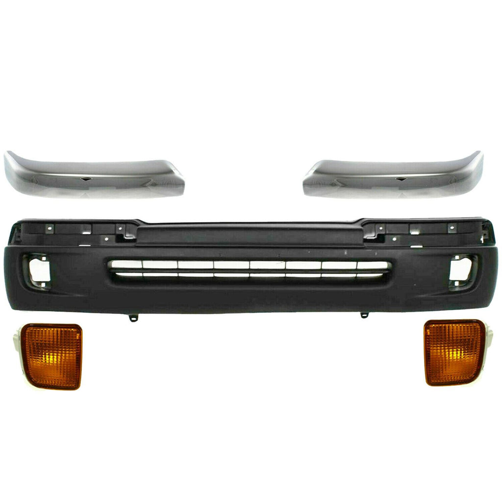 Front Textured Bumper Cover Chrome Trim & Signal Lamp LH RH For 1998-2000 Tacoma