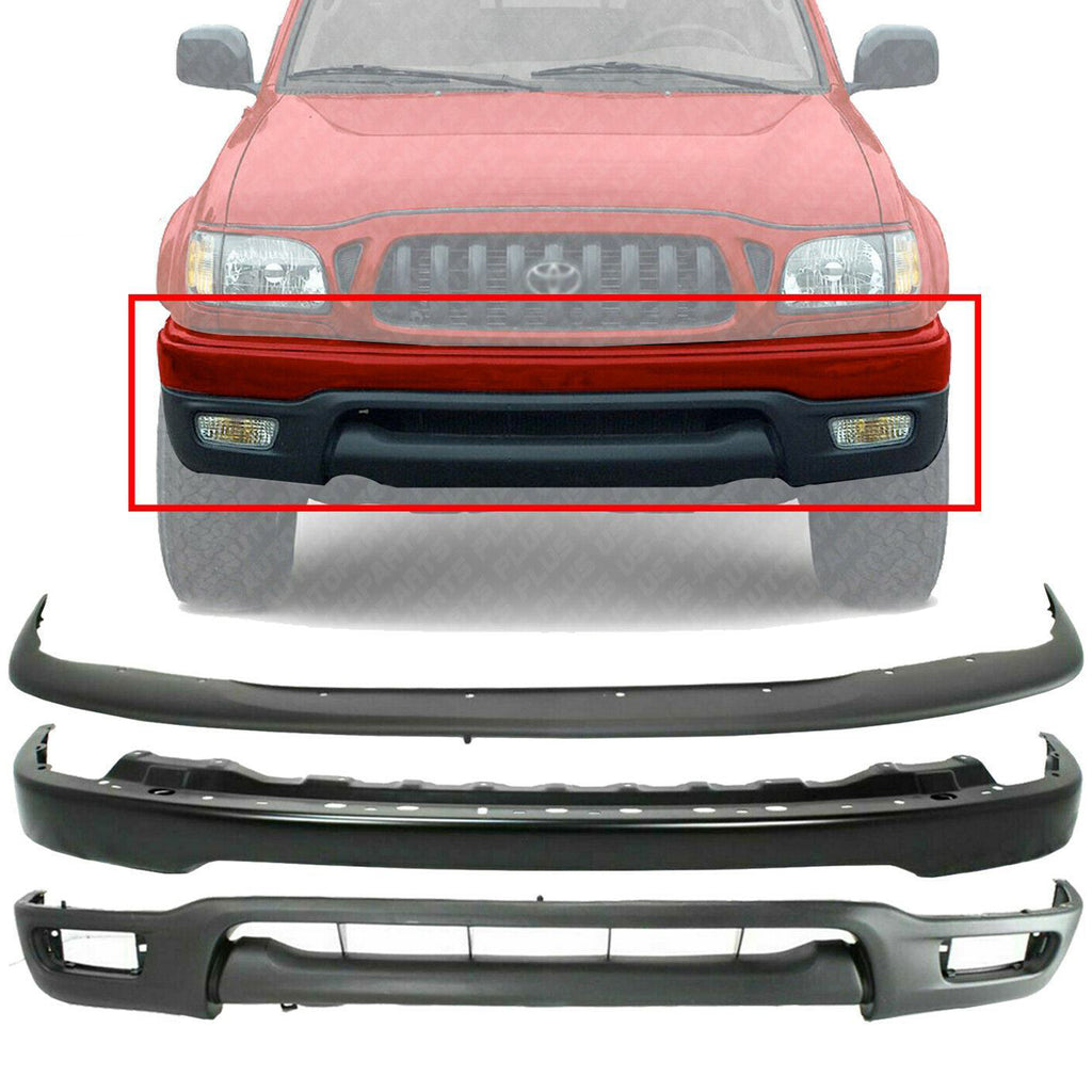 Front Bumper Primed Steel + Filler + Lower Valance For 2001-2004 Toyota Tacoma