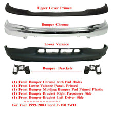 Load image into Gallery viewer, Front Chrome Bumper Steel Kit + Mounting Brk For 1999-2003 Ford F150 2WD